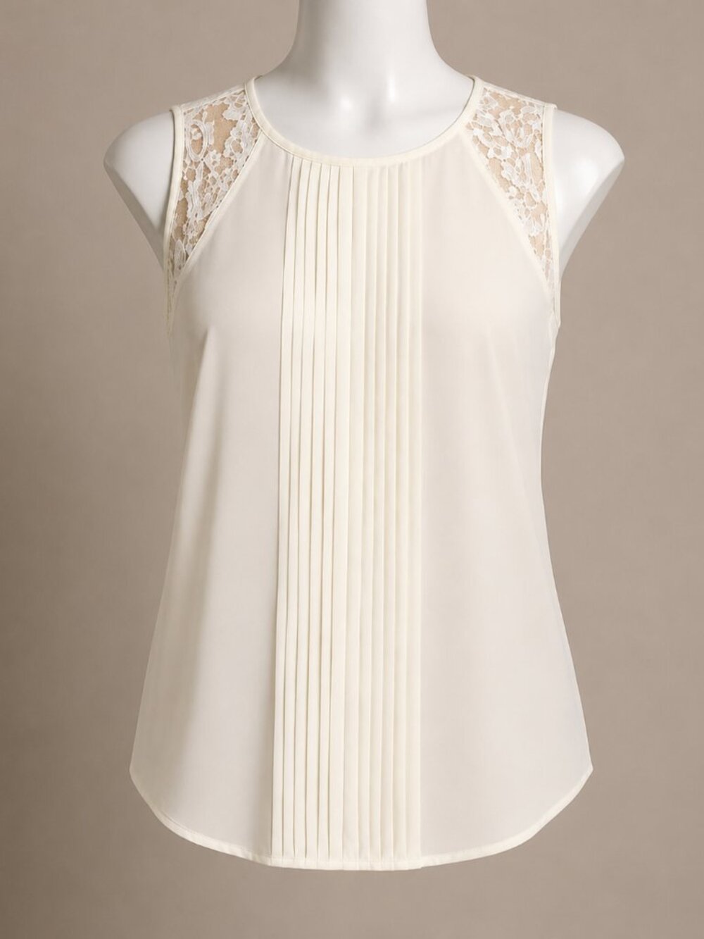 Forever 21 Contemporary Cream Tank with Lace inserts Size Small EUC
